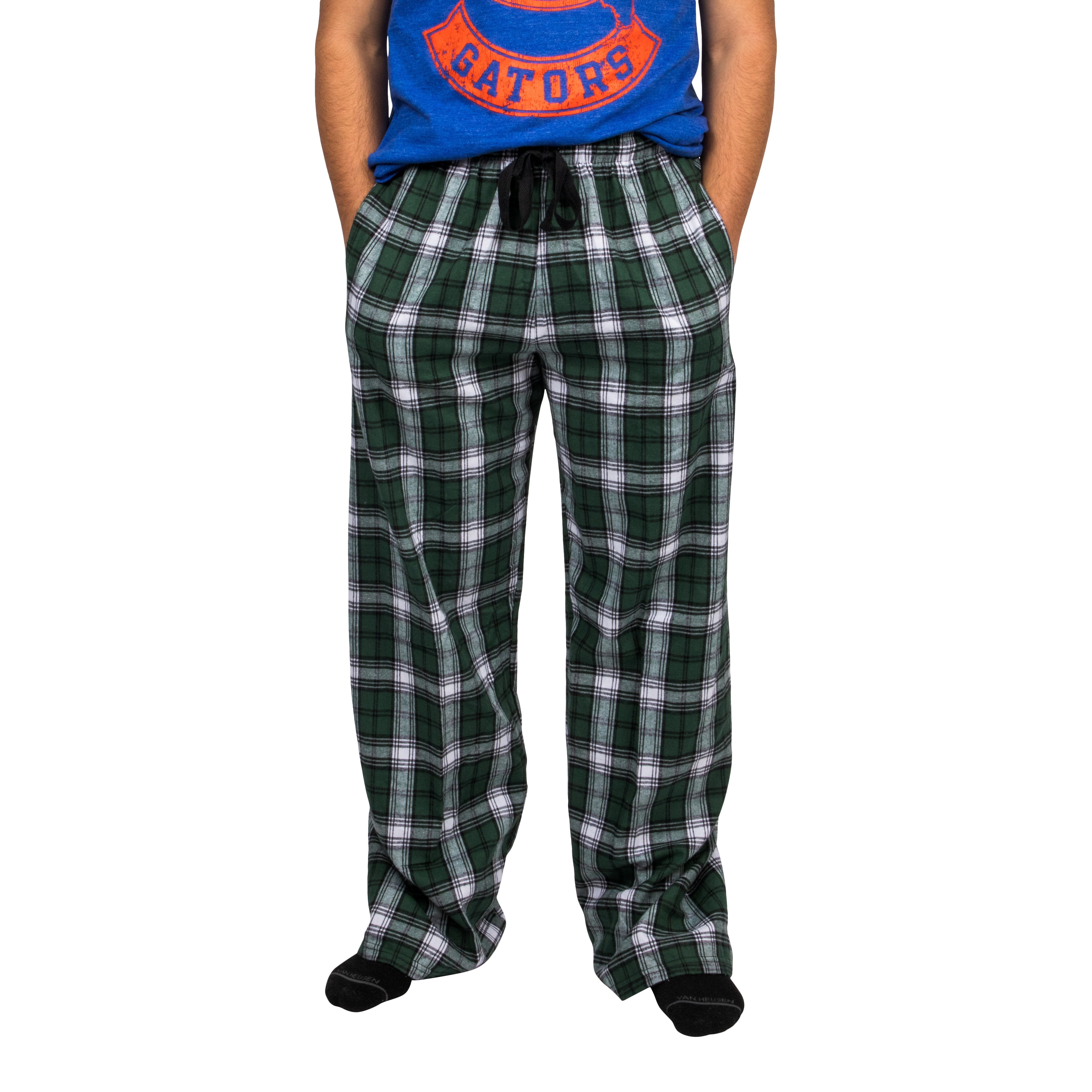 Green & White Plaid Flannel Pant - Denny's