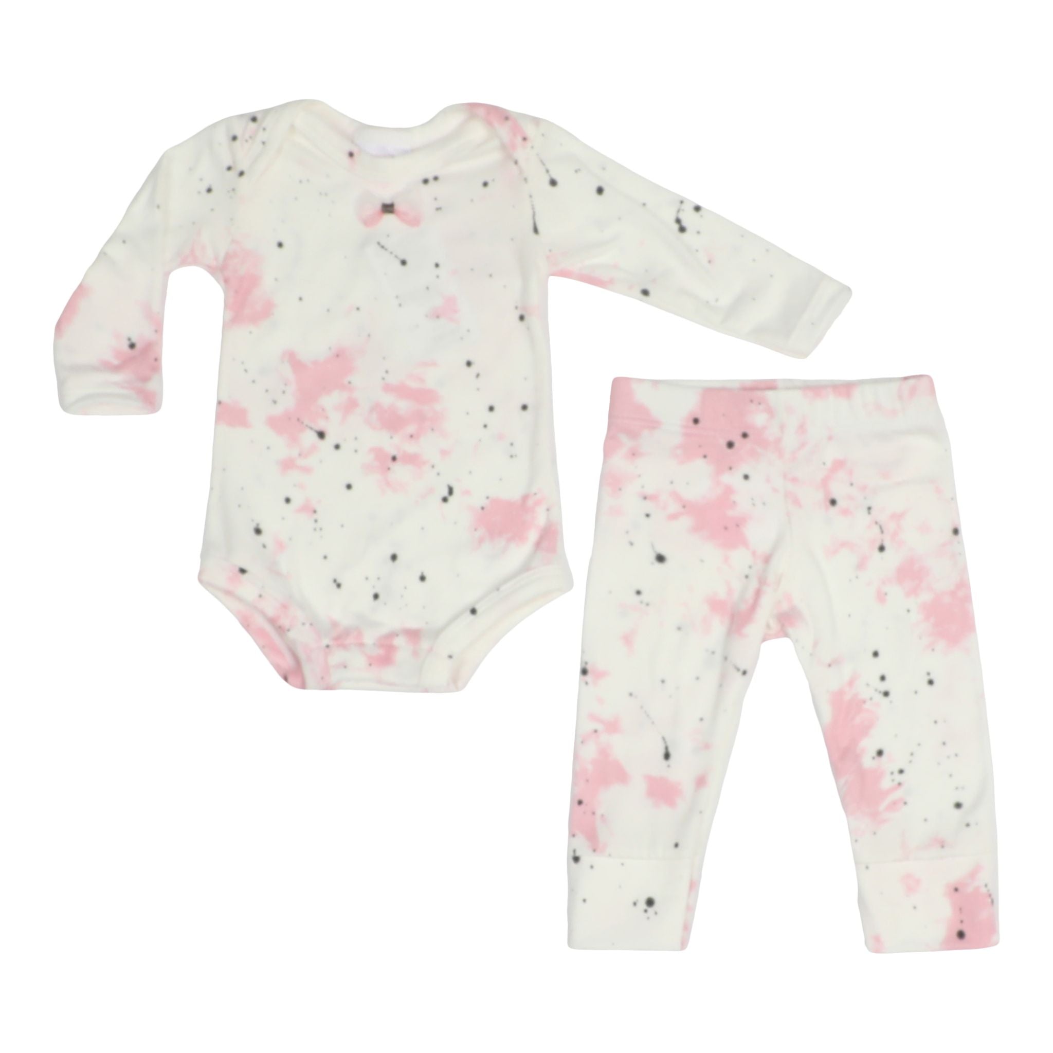 2pc Pink Tie Dye Splatter Onesie Set - Denny's