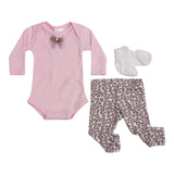 3pc Pink Leopard Knit Onesis Set - Denny's