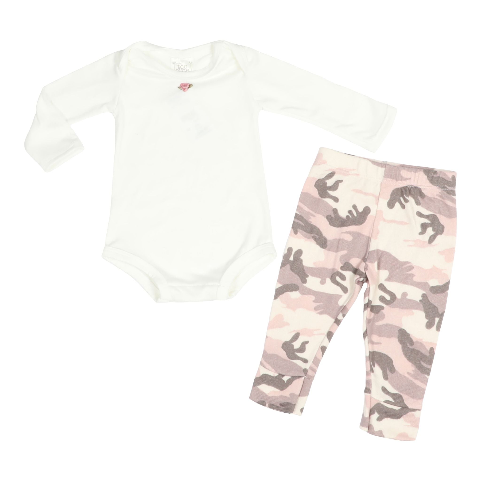 2pc Pink Camo Knit Onesie Set - Denny's