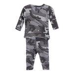 3pc Grey Knit Camo Kimono & Hat Set - Denny's
