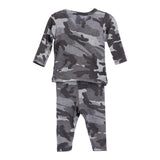 3pc Grey Knit Camo Kimono & Hat Set - Denny's