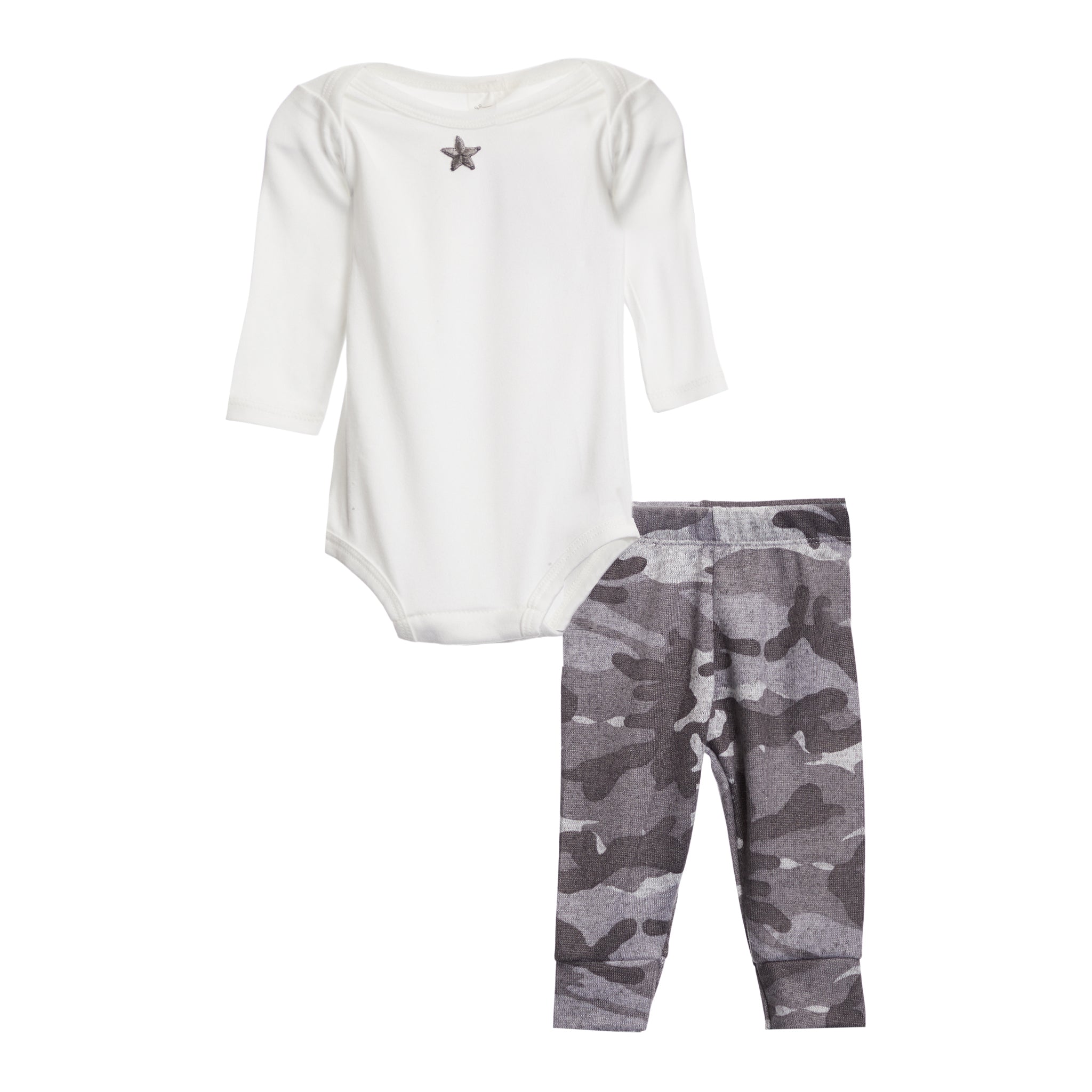 2pc Grey Knit Camo Onesis Set - Denny's