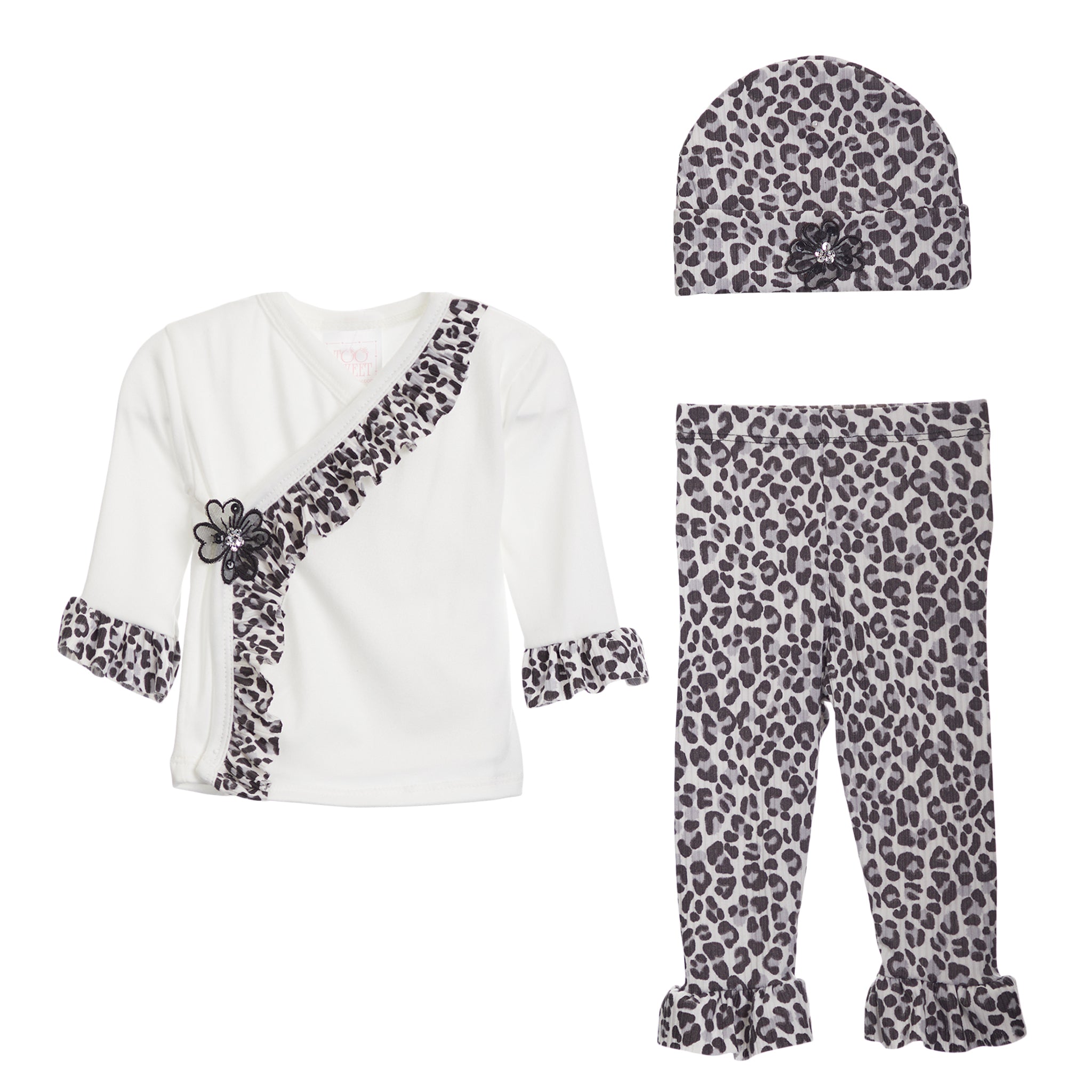 3pc Rib Leopard Ruffle Kimono Set - Denny's