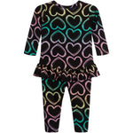 2pc Multi Heart Ruffle Tunic Set - Denny's