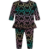 2pc Multi Heart Ruffle Tunic Set - Denny's