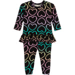 2pc Multi Heart Ruffle Tunic Set - Denny's