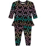 2pc Multi Heart Ruffle Tunic Set - Denny's