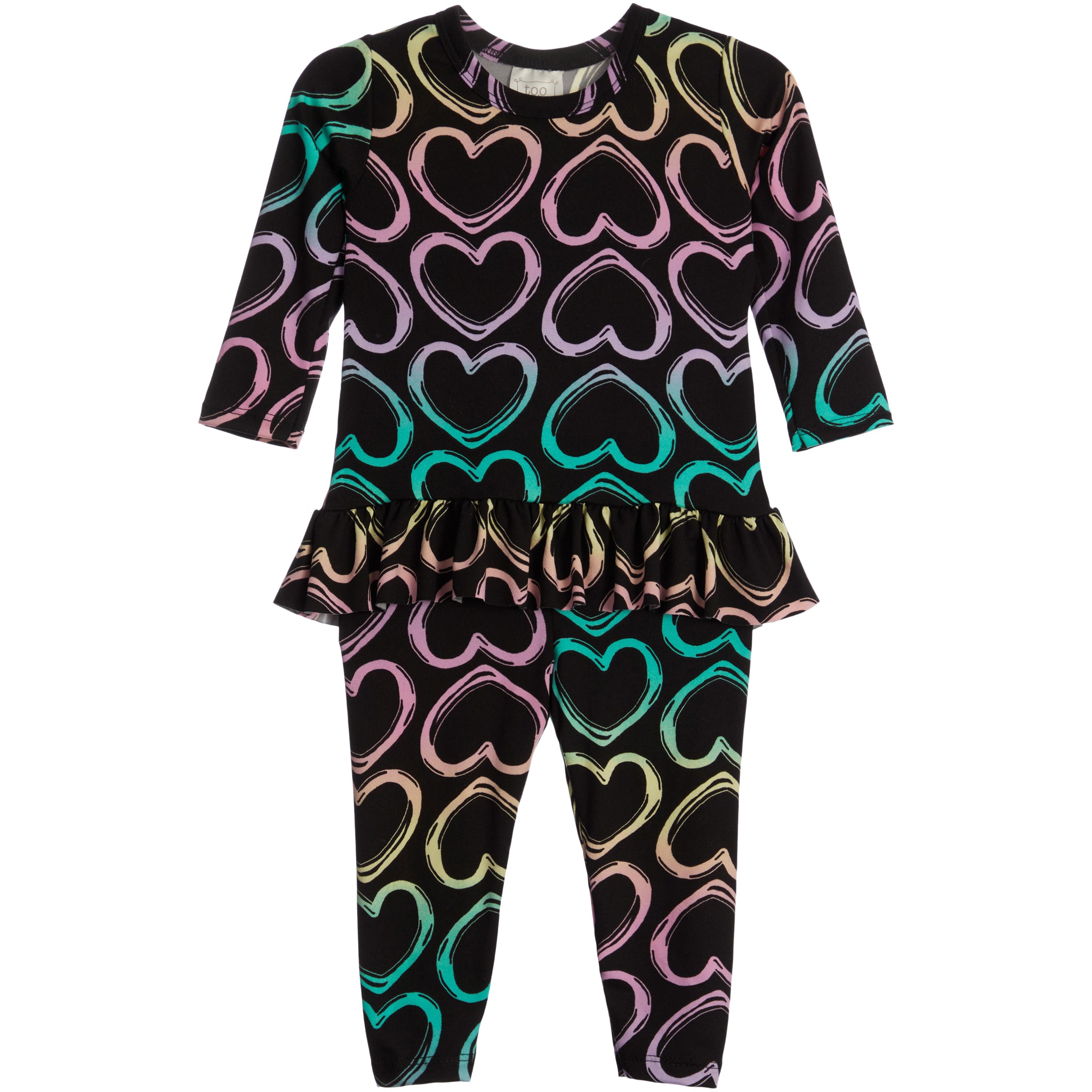 2pc Multi Heart Ruffle Tunic Set - Denny's
