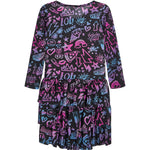 Ombre Grafitti Triple Ruffle Dress - Denny's