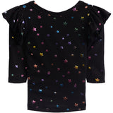Foil Star Ruffle Shoulder Tee - Denny's