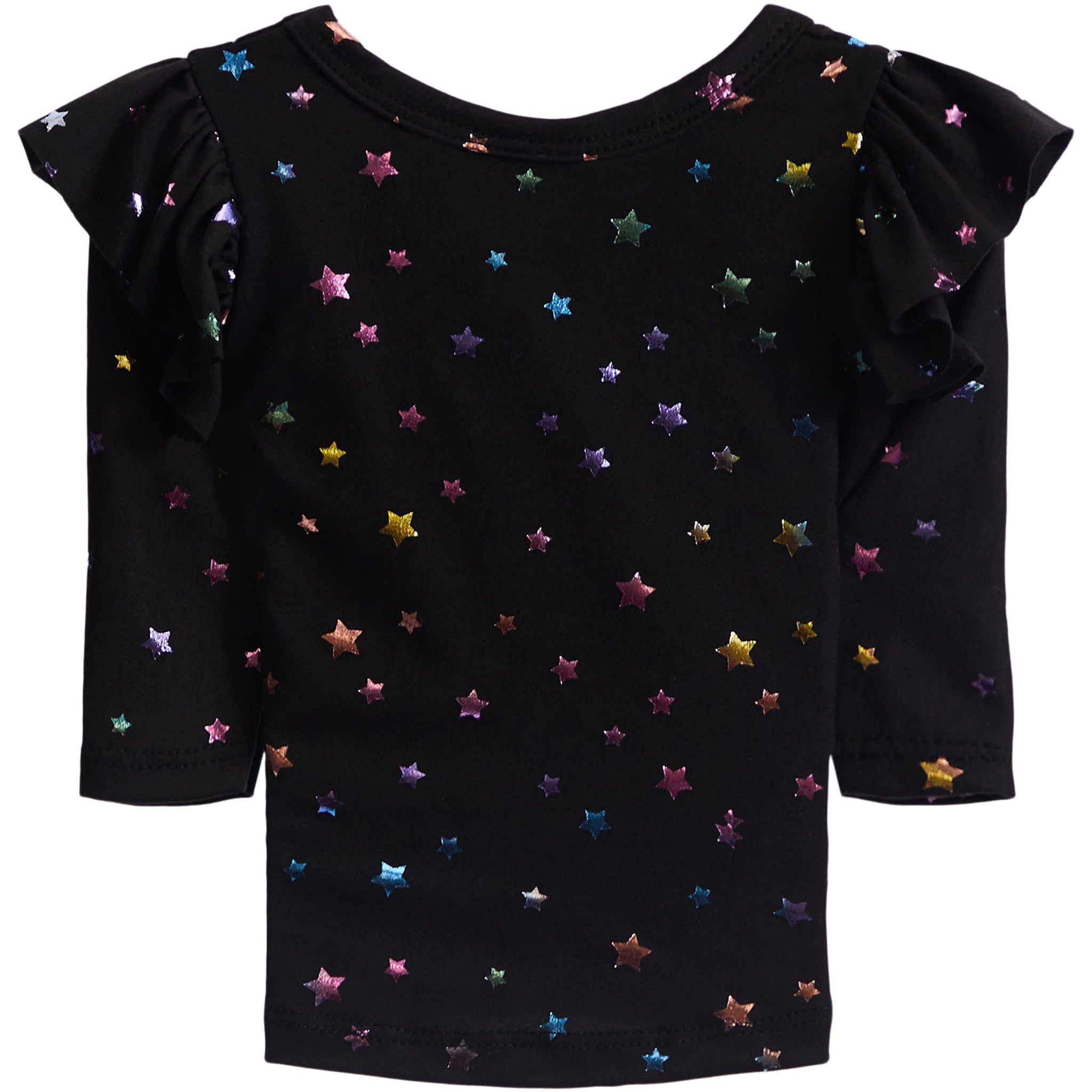Foil Star Ruffle Shoulder Tee - Denny's