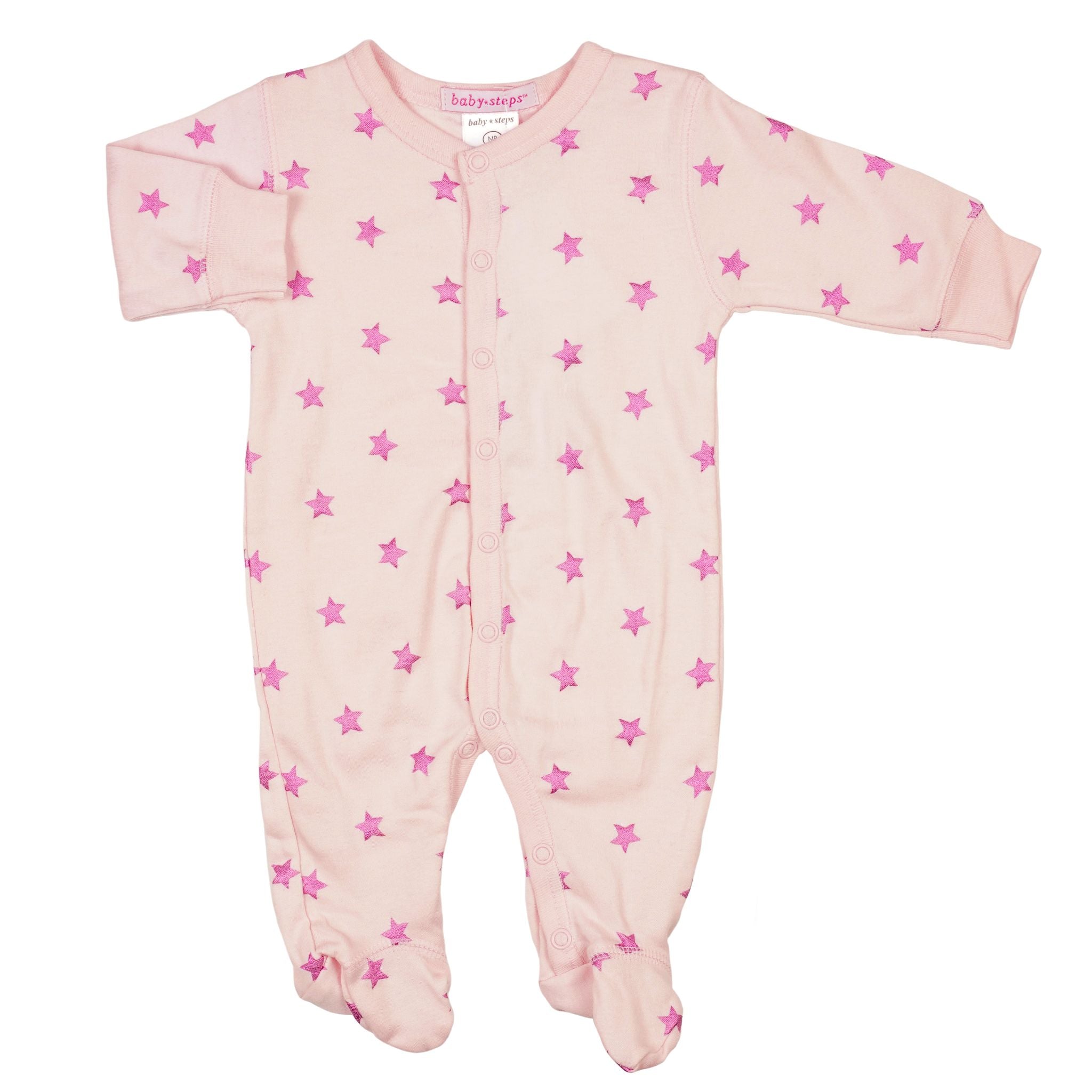 Pink Foil Stars Footie - Denny's