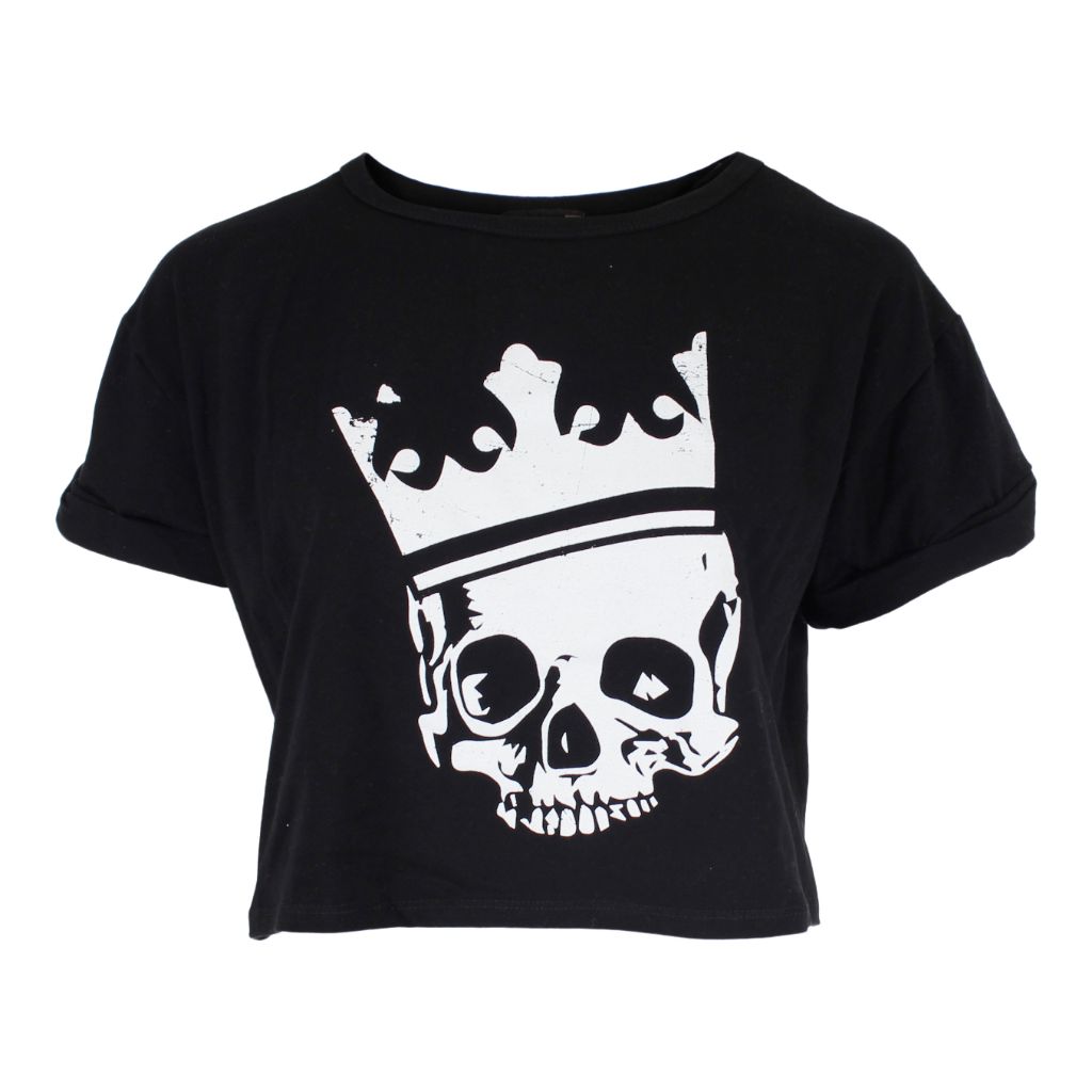 Short Sleeve Crop Tee with Skull Crown - Denny's