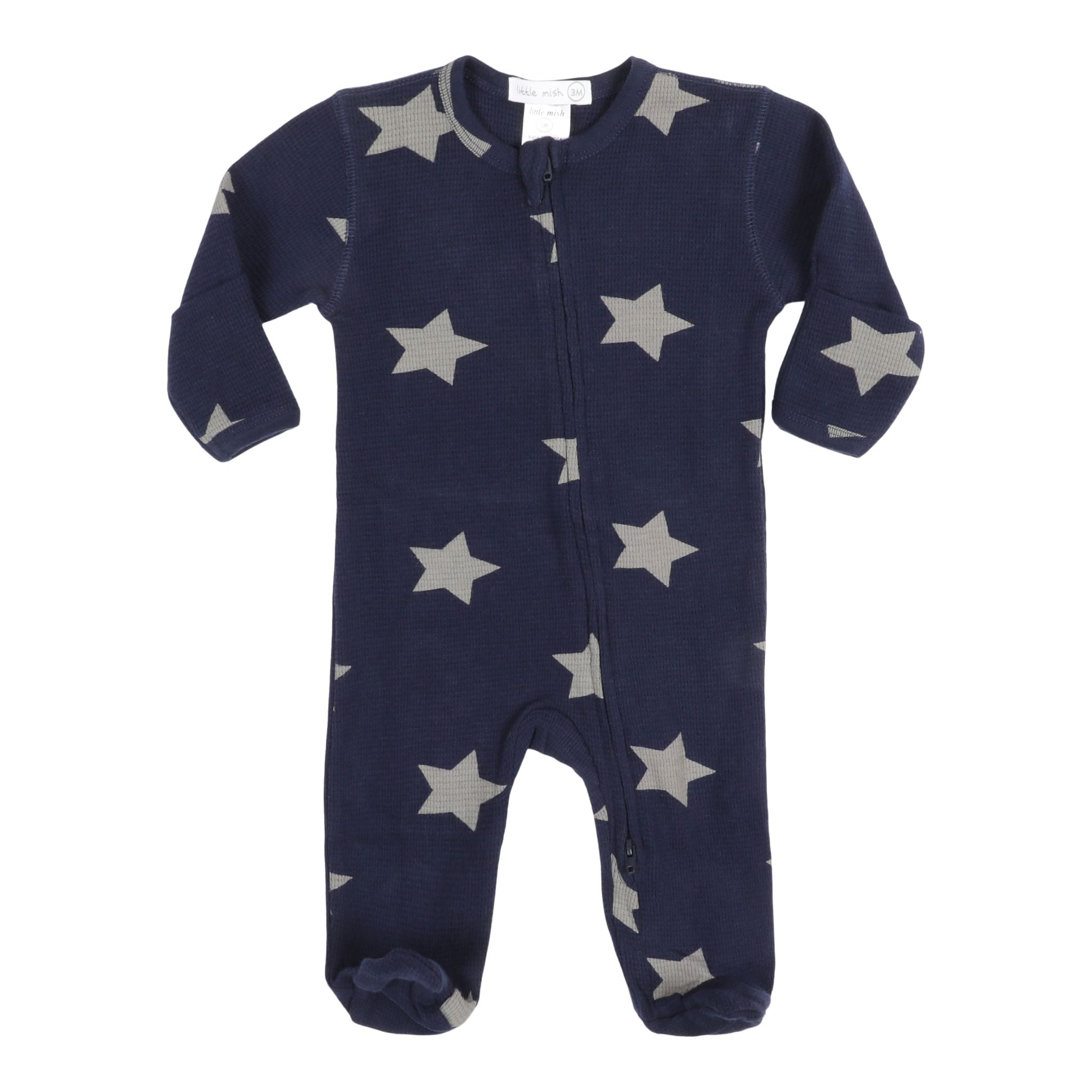 Heather Stars Navy Footie - Denny's