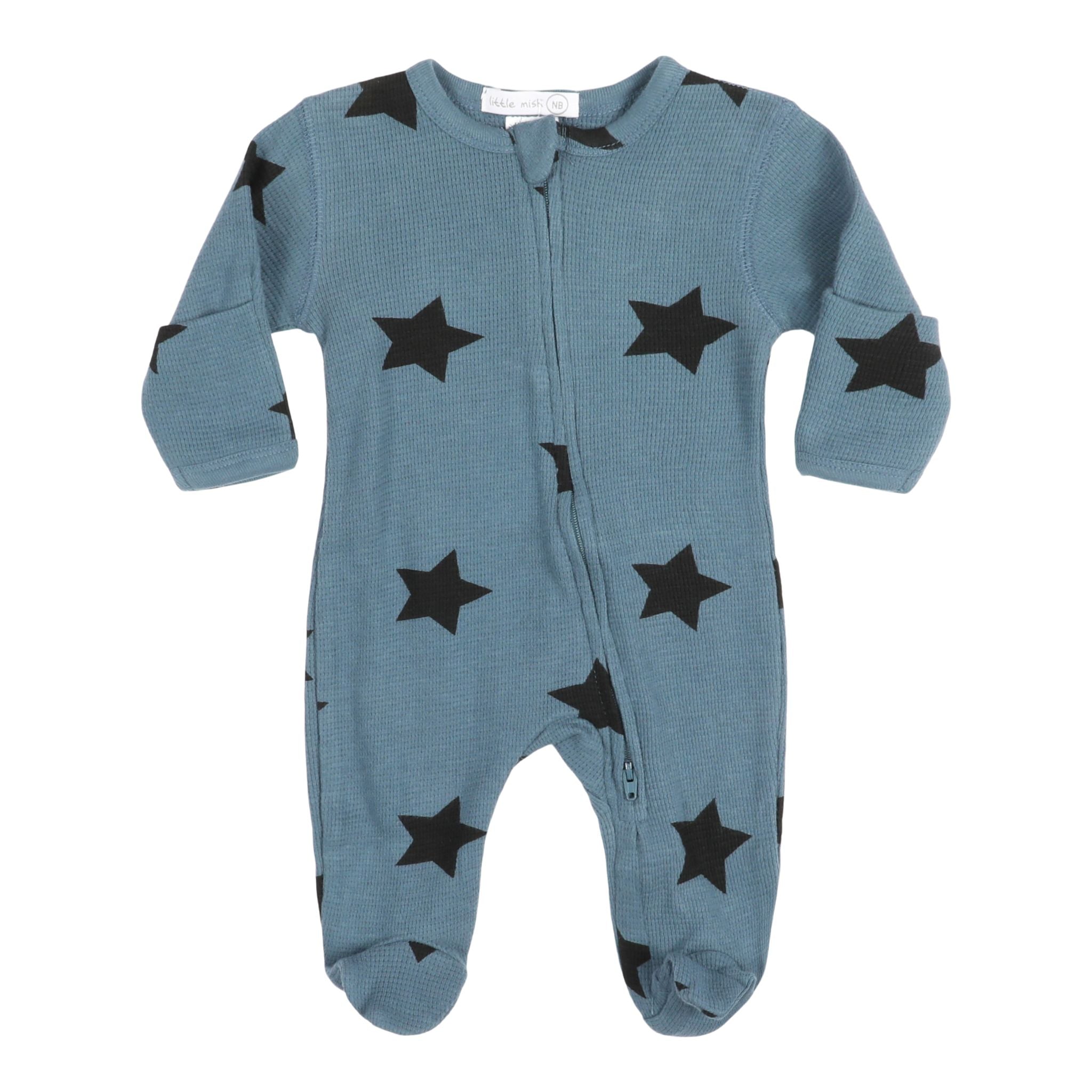 Black Stars Denim Footie - Denny's