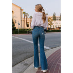 Hi-Rise Buttonfly Distressed Flare - Denny's