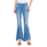 Mid Rise Uneven Hem Flare Jean - Denny's