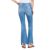 Mid Rise Uneven Hem Flare Jean - Denny's