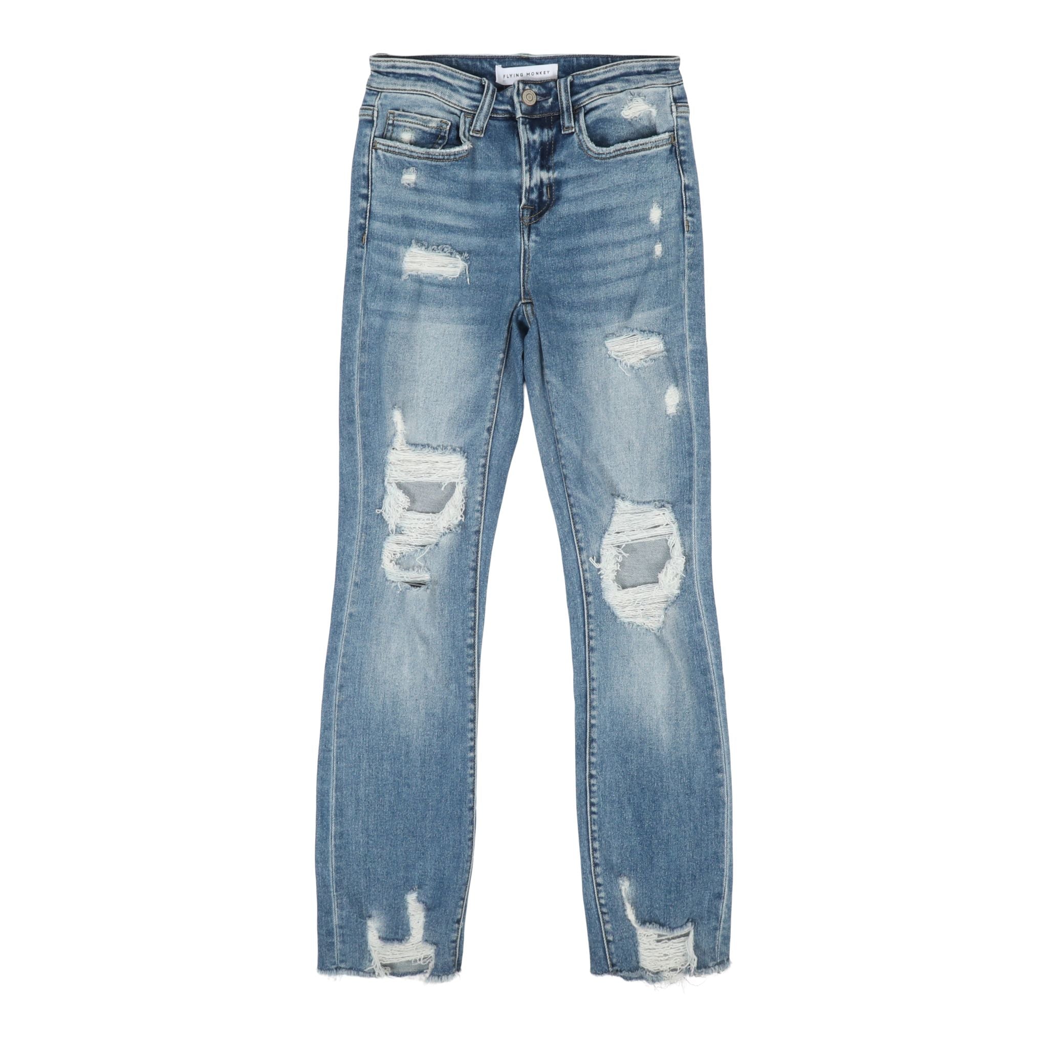 Medium Rise Destroyed Ankle Straight Leg - Denny's