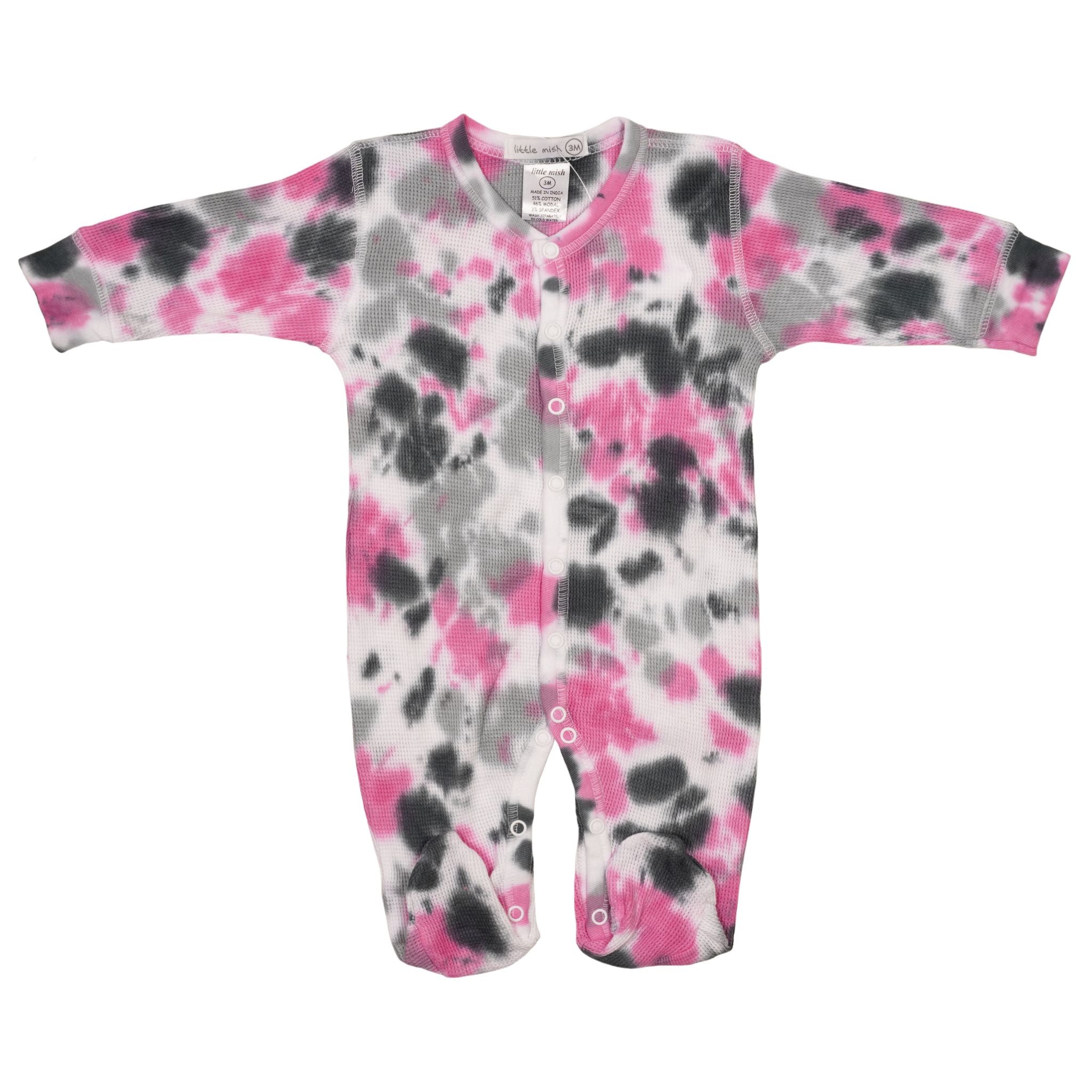 Pink & Black Tie Dye Footie - Denny's