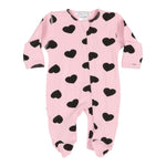 Black Hearts Pink Footie - Denny's