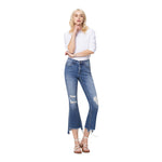 Mid Rise Distressed Cropped Flare - Denny's