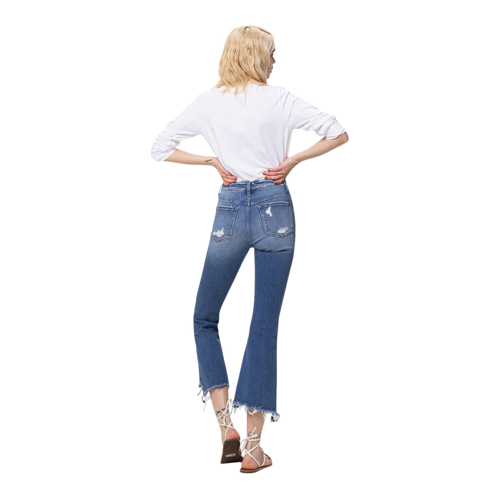 Mid Rise Distressed Cropped Flare - Denny's