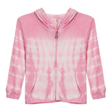 Tie Dye Ruffle Back Zip Thermal Hoodie - Denny's