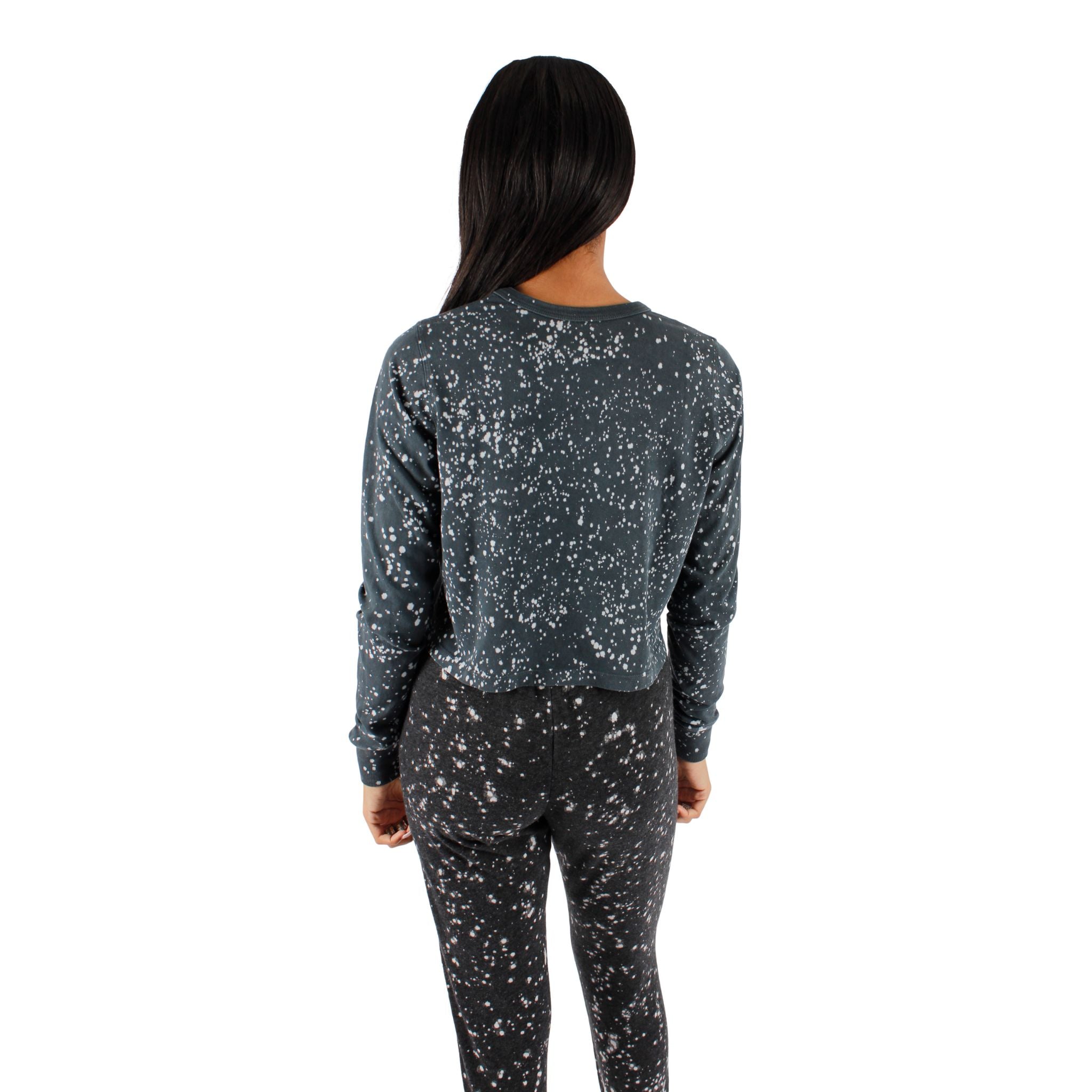 Bleach Splatter Crew Cropped Sweatshirt - Denny's