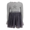 Long Sleeve Tulle Bottom Dress with Glitter Star - Denny's