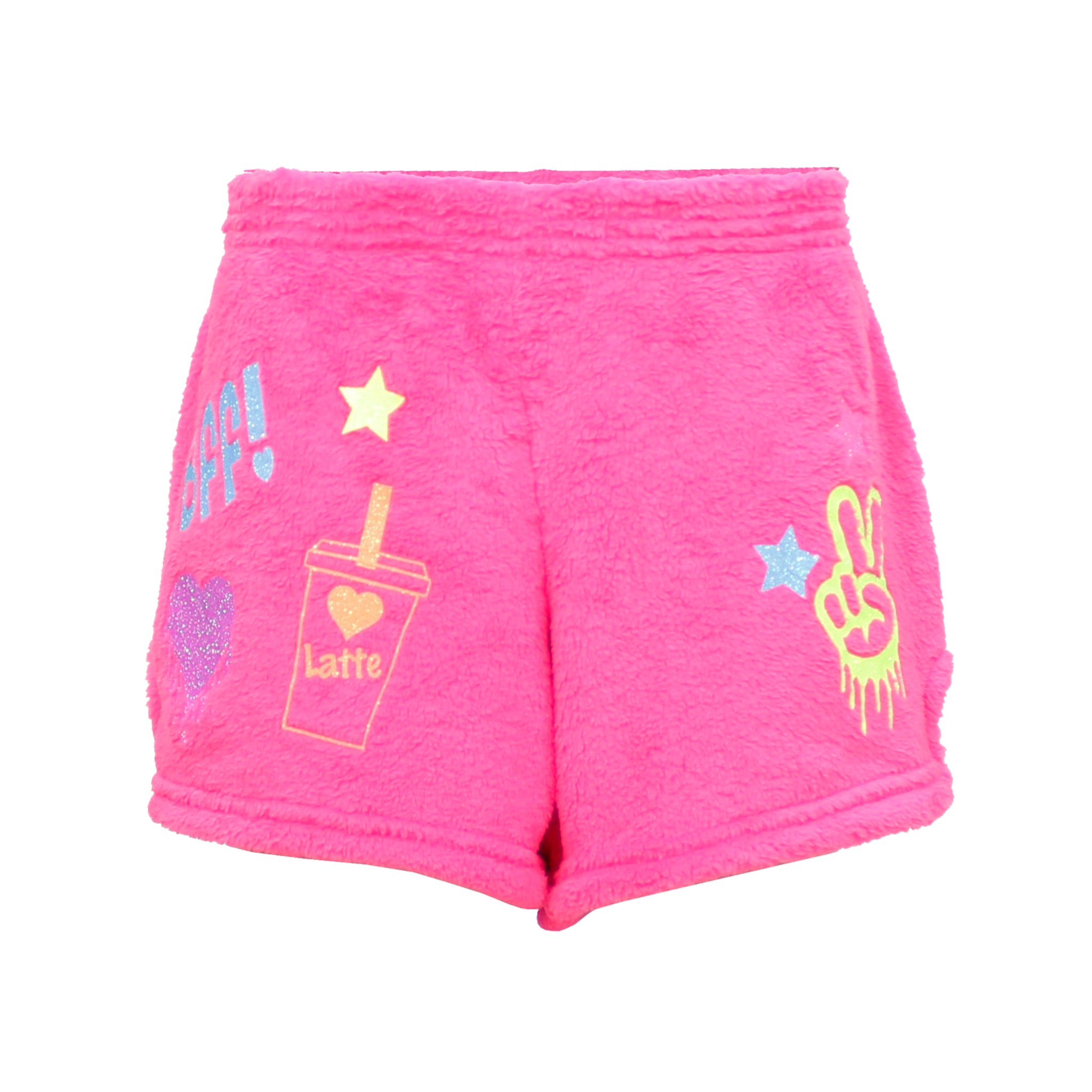 Neon BFF Sticker Fuzzy Shorts 7/14 - Denny's