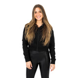 Solid Fleece Zip Crop Hoodie - Denny's