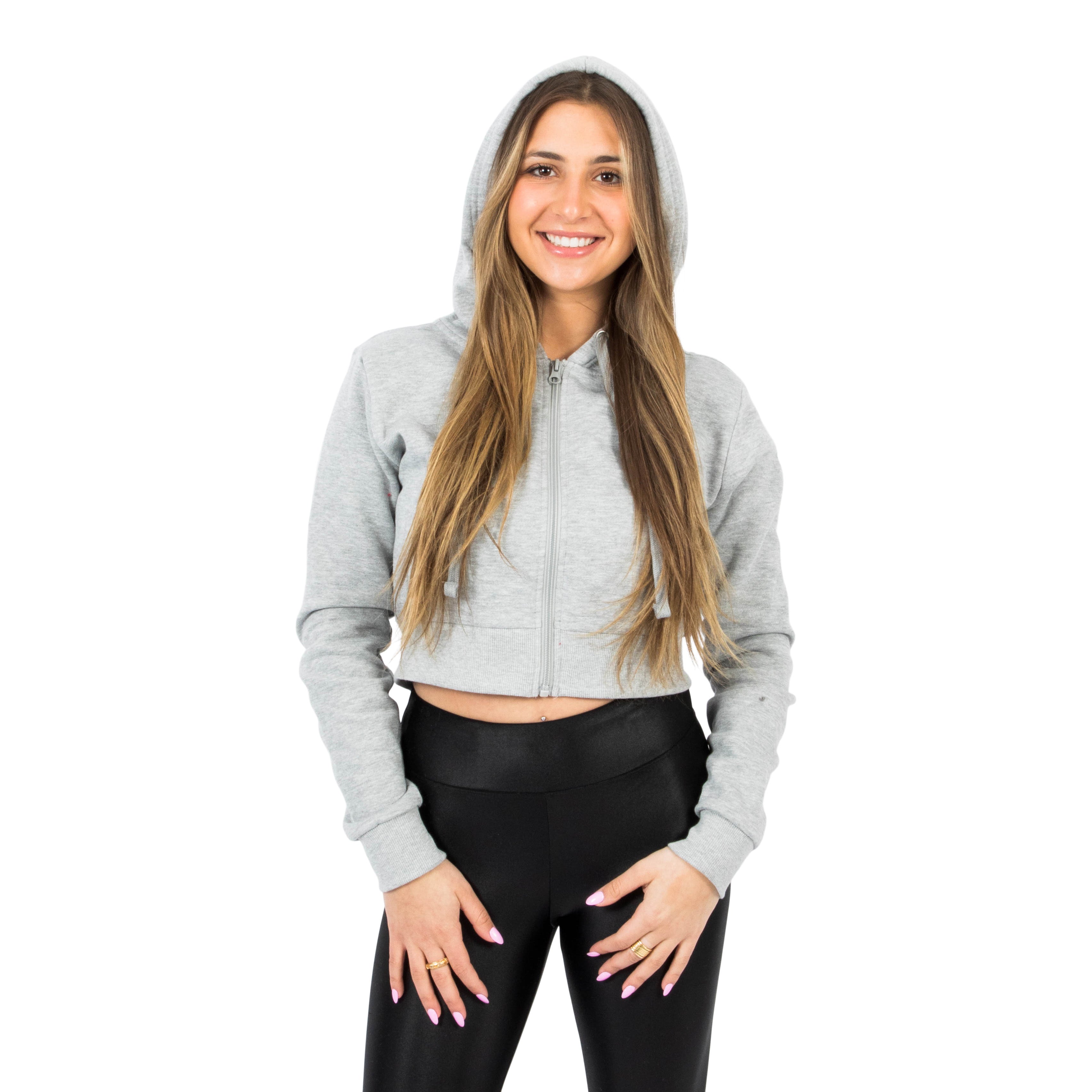Solid Fleece Zip Crop Hoodie - Denny's