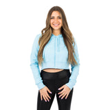Solid Fleece Zip Crop Hoodie - Denny's