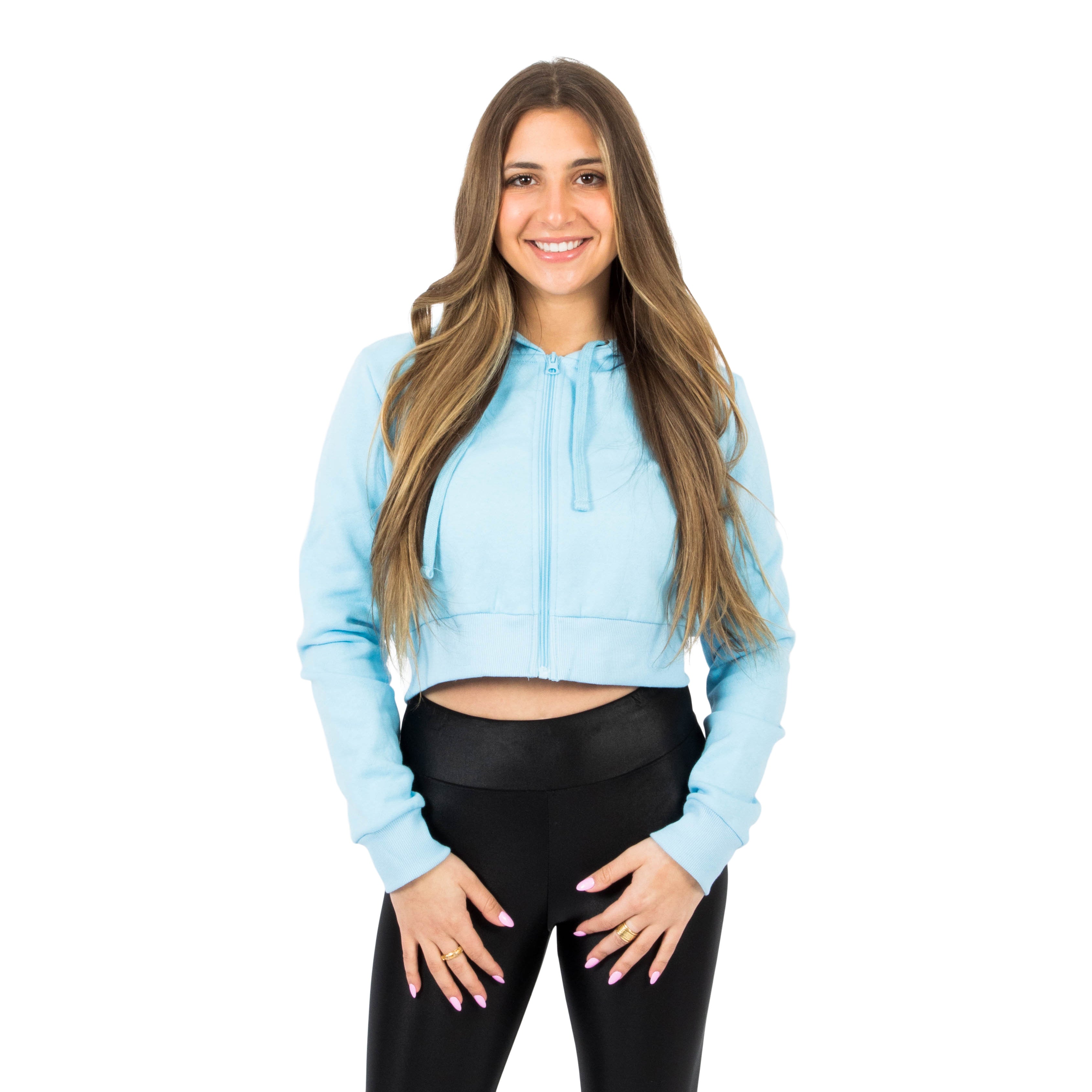 Solid Fleece Zip Crop Hoodie - Denny's