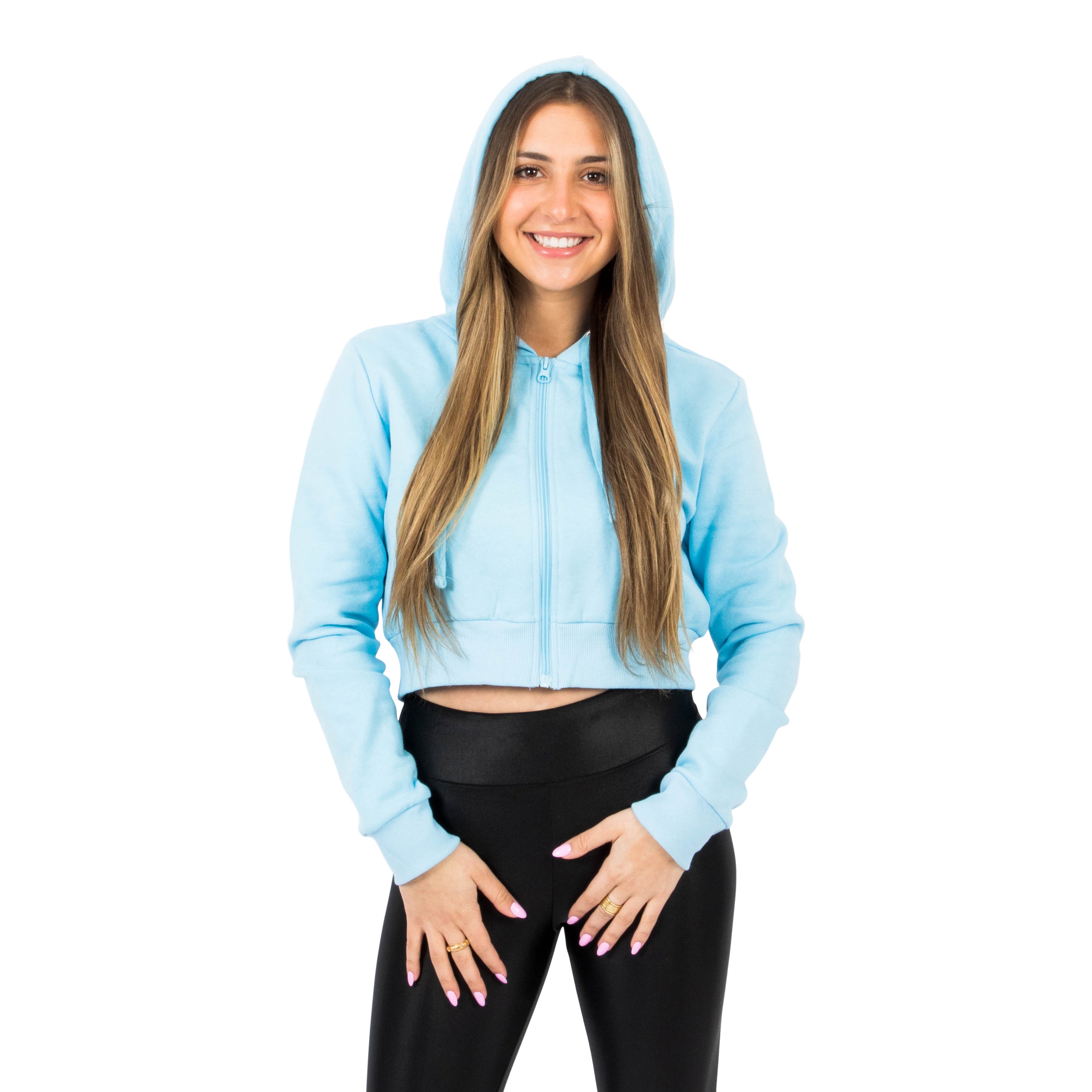 Solid Fleece Zip Crop Hoodie - Denny's