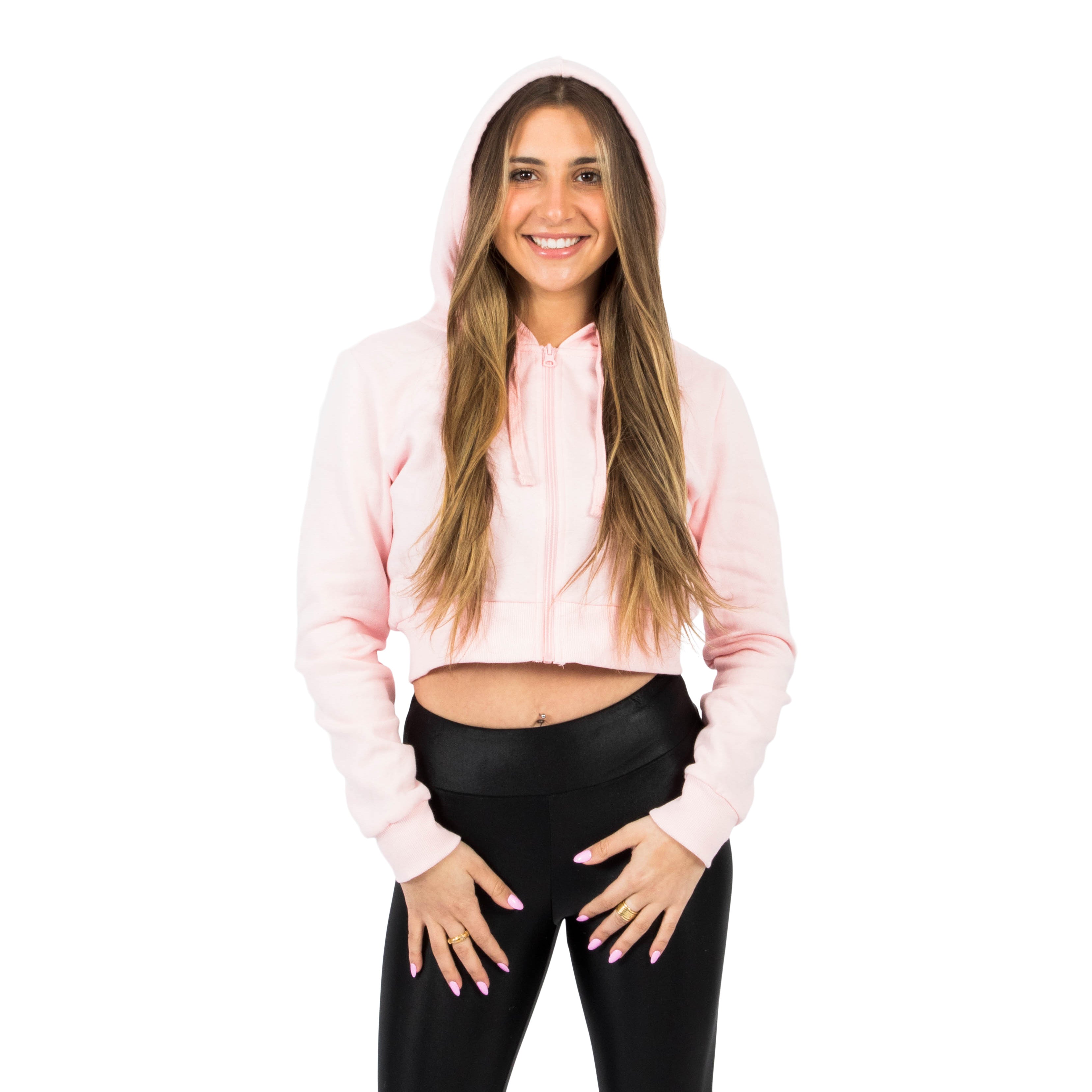 Solid Fleece Zip Crop Hoodie - Denny's