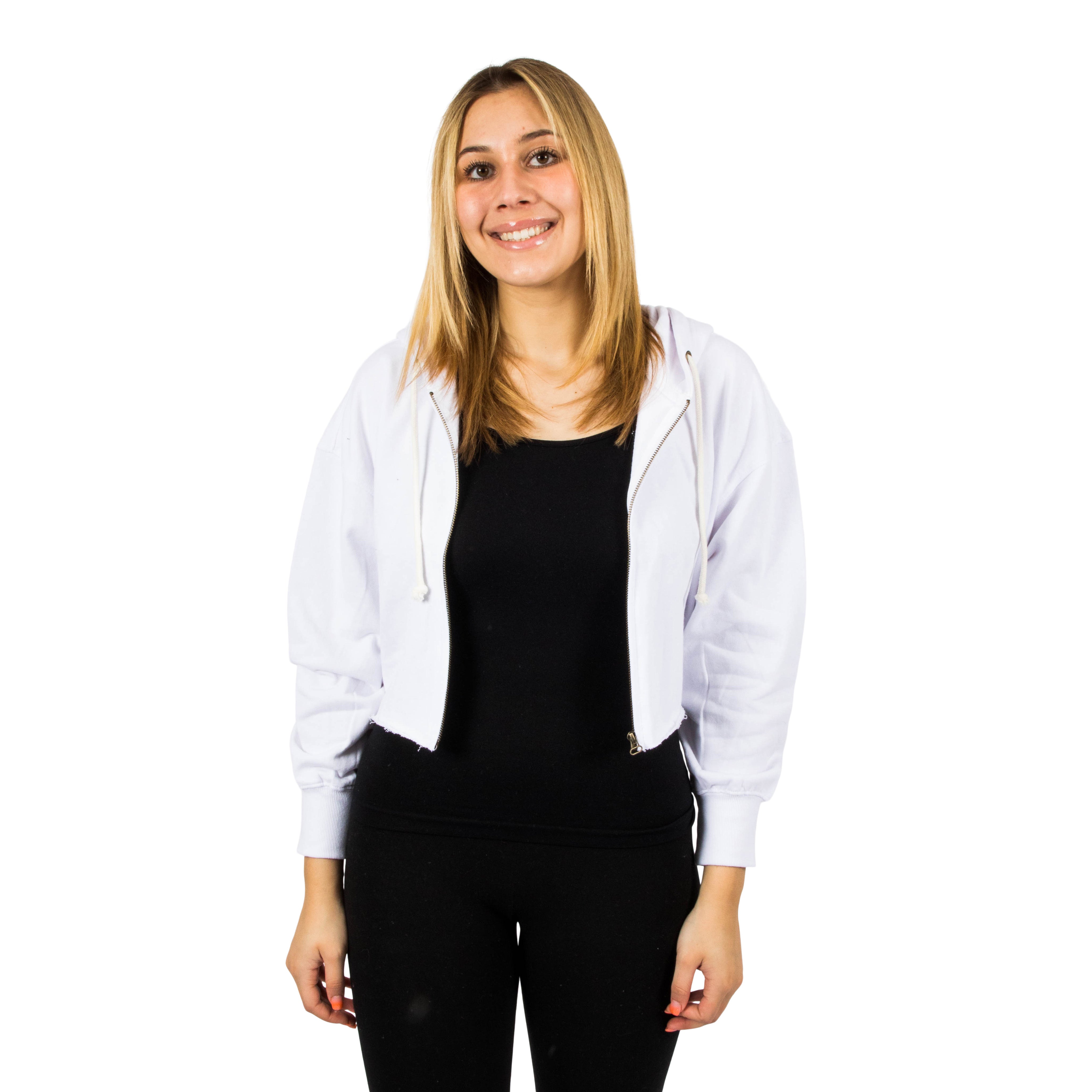 Solid Fleece Zip Crop Hoodie - Denny's