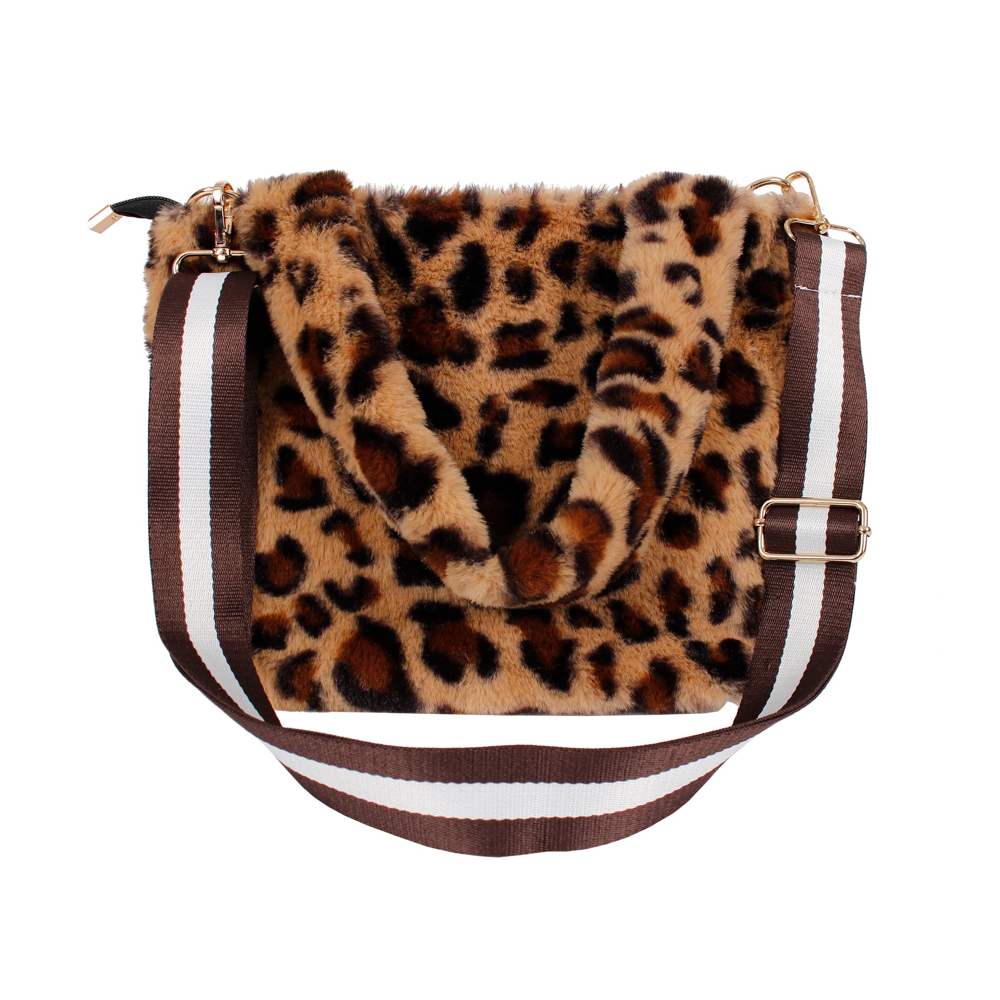 Faux Fur Tote with Web Strap - Denny's