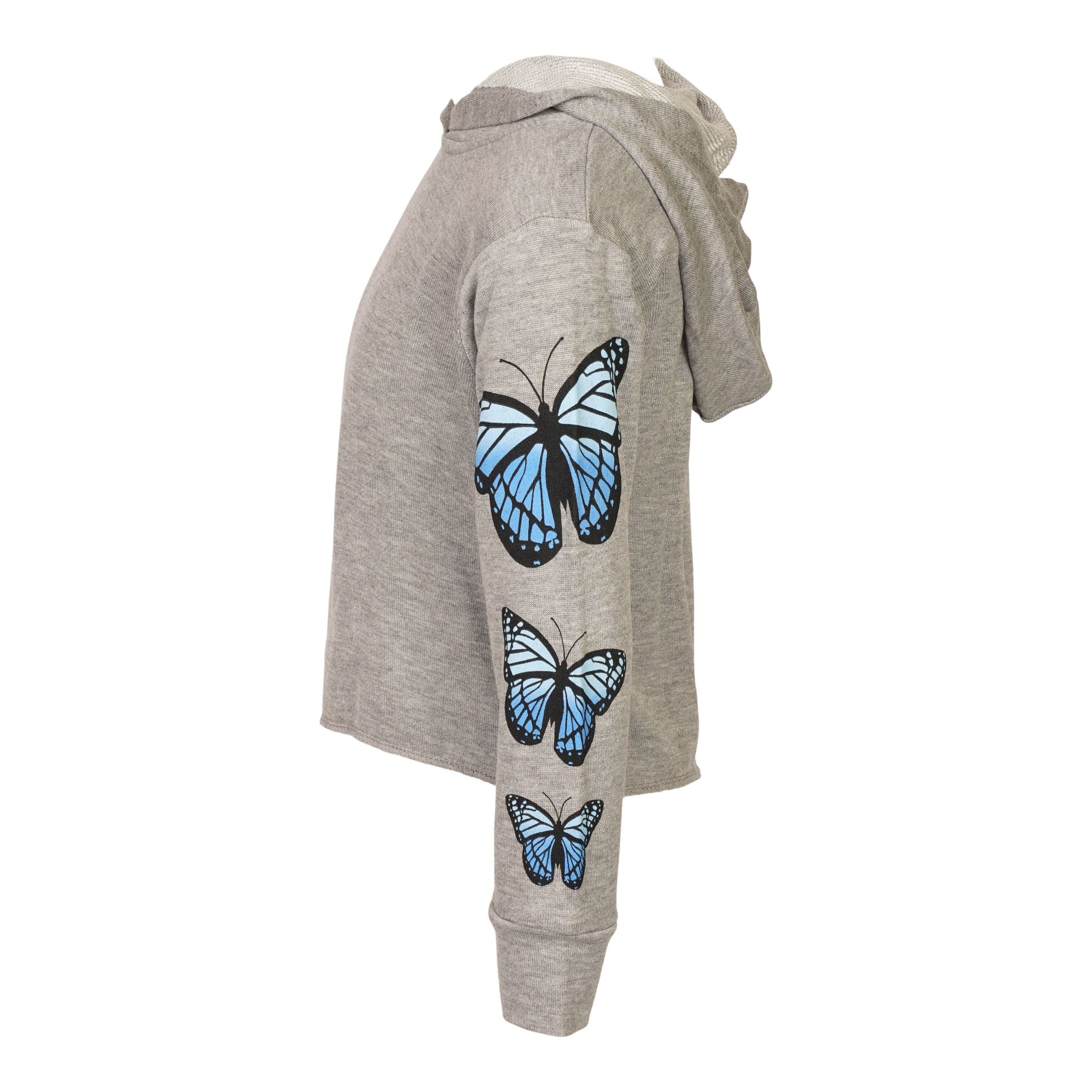 Blue Butterfly Arm Crop Hoodie - Denny's