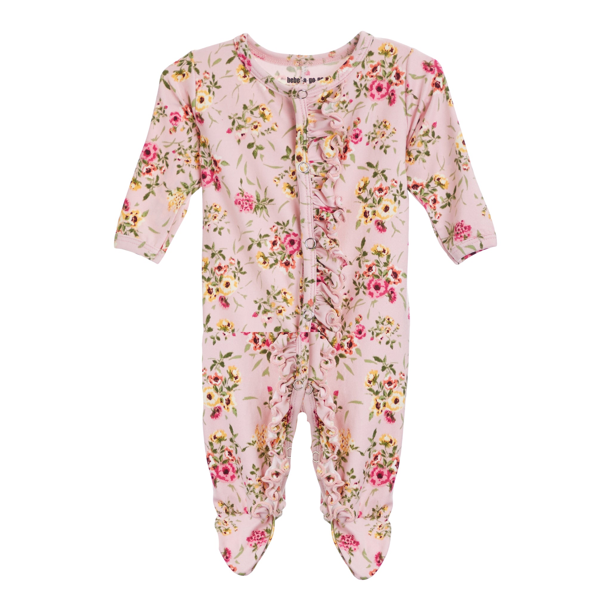Pink Floral Ruffle Footie - Denny's