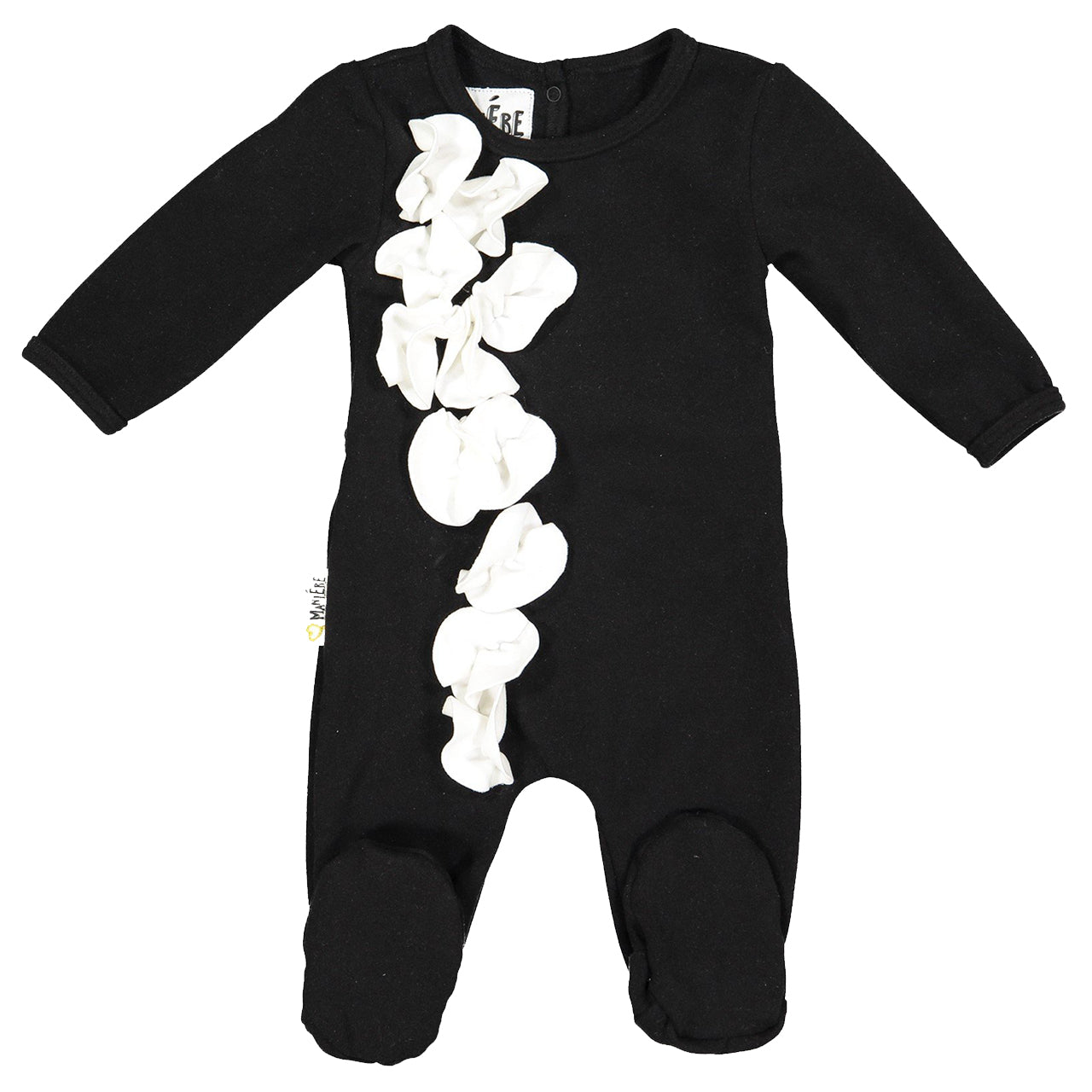 Black & White Petals Footie - Denny's