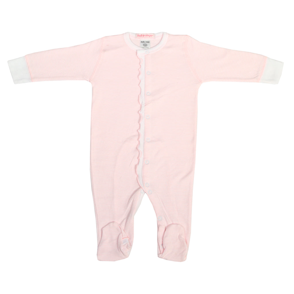 Pink Ruffle Footie with Pinstripes - Denny's