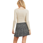 Flared Ruffle Hem Floral Mini Skirt - Denny's