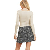 Flared Ruffle Hem Floral Mini Skirt - Denny's