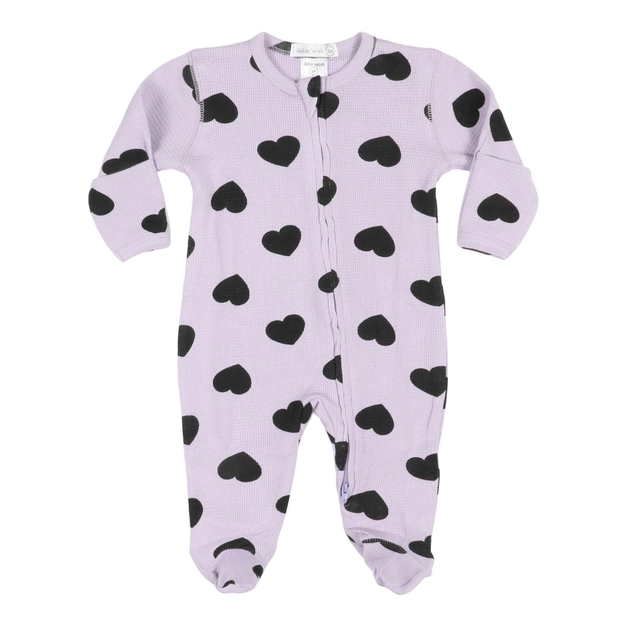 Black Hearts Lilac Footie - Denny's