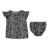 2pc Grey Leopard Flutter Tank Diaper Set - Denny's