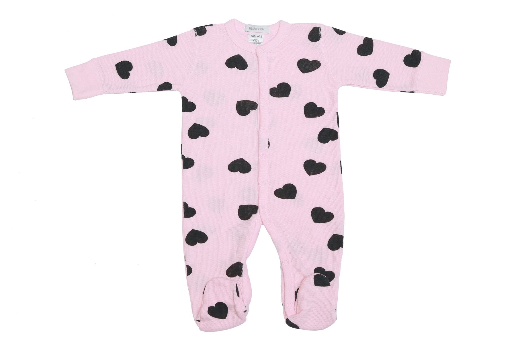 Pink/Black Hearts Footie - Denny's
