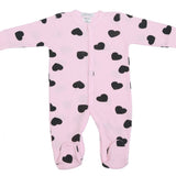 Pink/Black Hearts Footie - Denny's